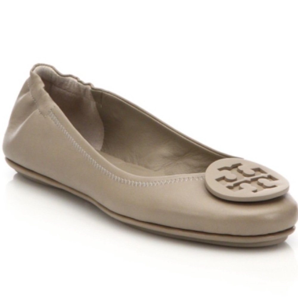 Minnie Leather Ballet Flat in French Gray